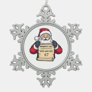 Stoute Kinderen Die 6 7 Zes Zeven Kerstmis Zeggen Tin Sneeuwvlok Ornament