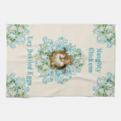 Stoute kippen leggen turquoise eieren theedoek (Horizontaal)