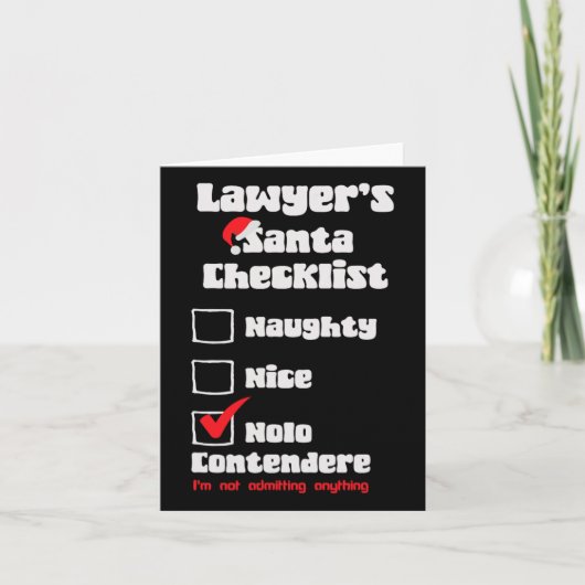 Stoute Leuke Advocate Kerst Checklist Lelijk Zweet Kaart (Voorkant)