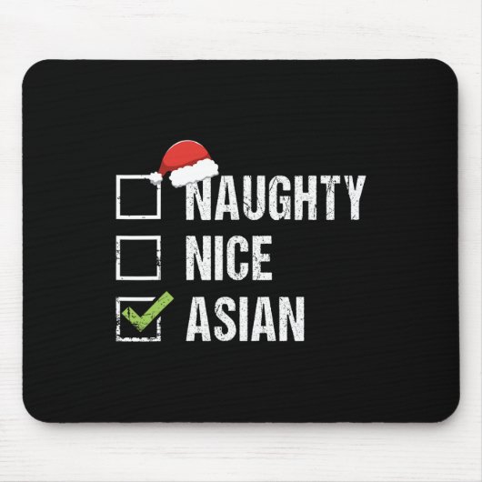 Stoute Leuke Aziatische Kerstman Hat Kerstcadeau Muismat (Voorkant)