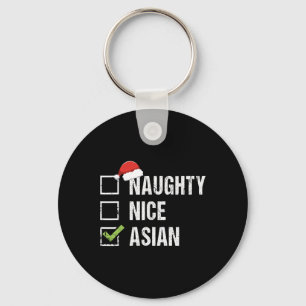 Stoute Leuke Aziatische Kerstman Hat Kerstcadeau Sleutelhanger