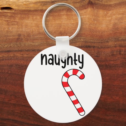 Stoute leuke bijpassende koppels kerstpyjama's sleutelhanger (Voorkant)