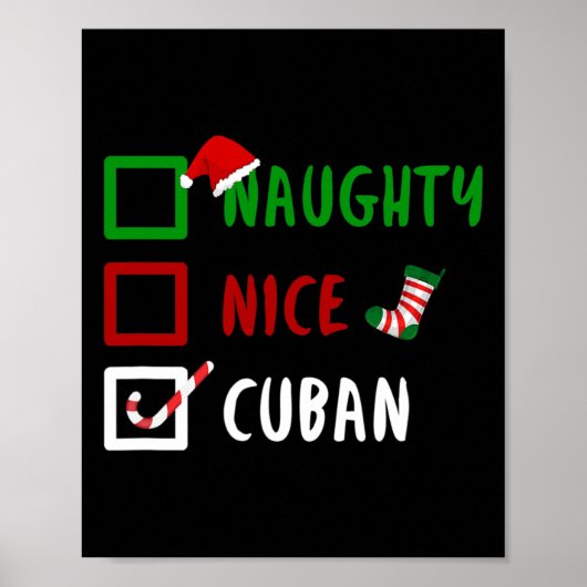 Stoute Leuke Cubaanse Funny Cuba Kerstman Gift Poster (Voorkant)