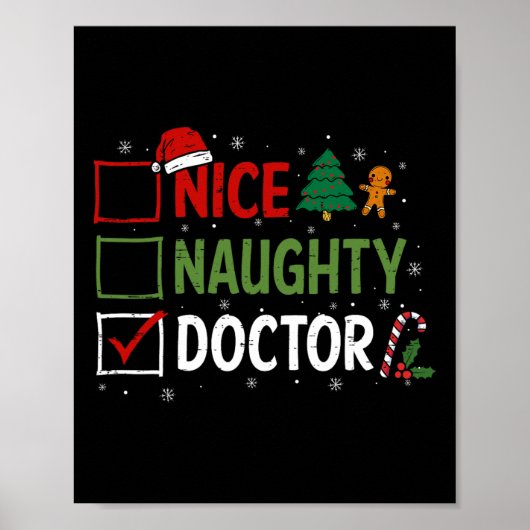 Stoute Leuke Dokter Kerstpyjama Kerstman Poster (Voorkant)
