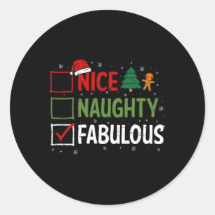 Stoute Leuke Fabulous Kerst Pyjama Santa Clau Ronde Sticker