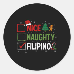 Stoute Leuke Filippijnse Kerst Pyjama Santa Clau Ronde Sticker