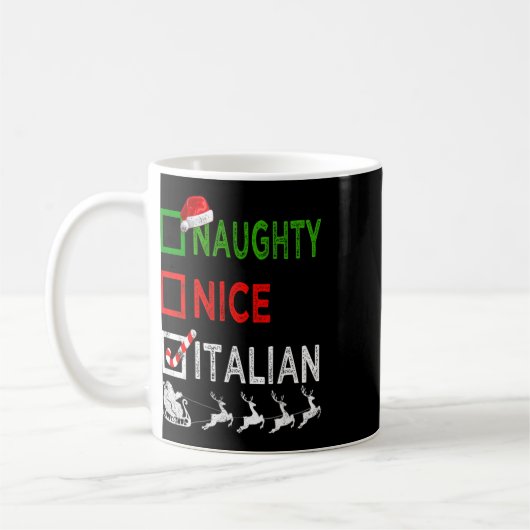 Stoute Leuke Italiaanse Kerst Pyjama Funny Santa Koffiemok (Links)