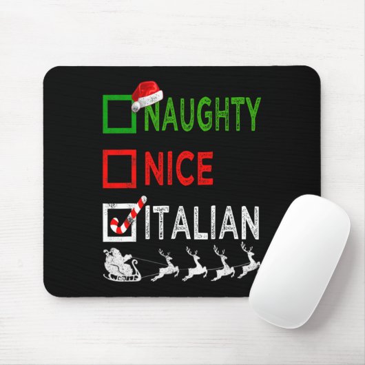 Stoute Leuke Italiaanse Kerst Pyjama Funny Santa Muismat (Met muis)