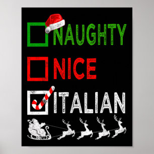 Stoute Leuke Italiaanse Kerst Pyjama Funny Santa Poster