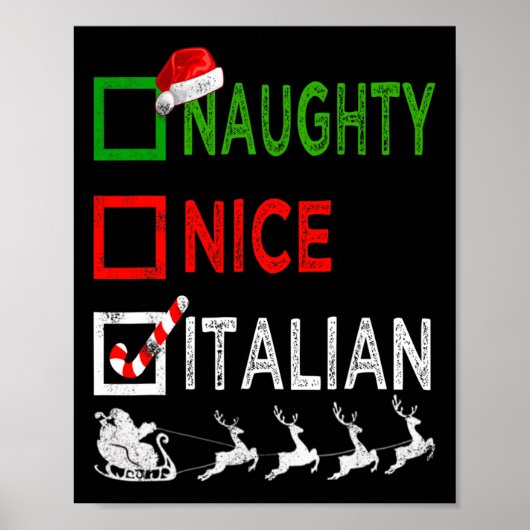 Stoute Leuke Italiaanse Kerst Pyjama Funny Santa Poster (Voorkant)