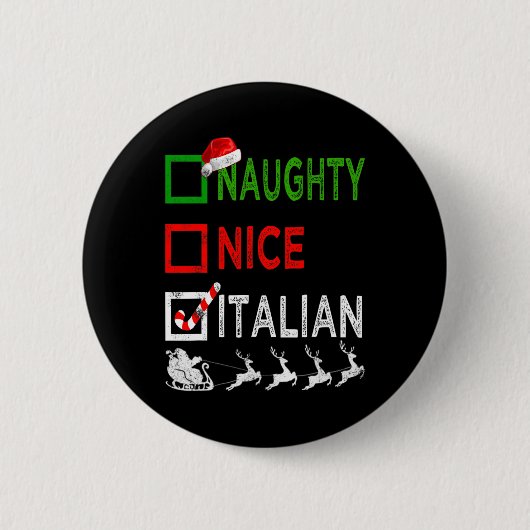 Stoute Leuke Italiaanse Kerst Pyjama Funny Santa Ronde Button 5,7 Cm (Voorkant)