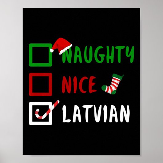 Stoute Leuke Letse Grappig Letland Kerstman Poster (Voorkant)