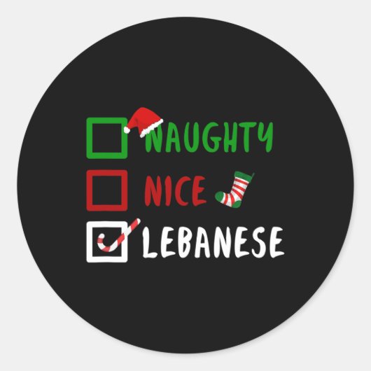 Stoute Leuke Libanese Funny Libanon Kerstman Ronde Sticker (Voorkant)