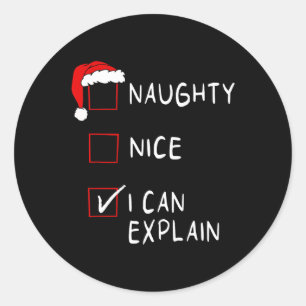 Stoute Leuke Lijst Ik Kan Uitleggen Xmas Mannen Vr Ronde Sticker