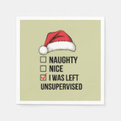 Stoute leuke lijst Ik werd zonder toezicht Xmas ge Servet (Voorkant)
