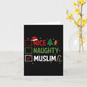 Stoute Leuke Moslim Kerst Pyjama Kerstman Kaart (Gele Bloem)