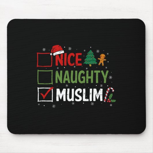 Stoute Leuke Moslim Kerst Pyjama Kerstman Muismat (Voorkant)