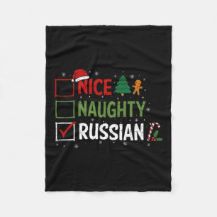 Stoute Leuke Russische Kerstpyjama Kerstman Fleece Deken