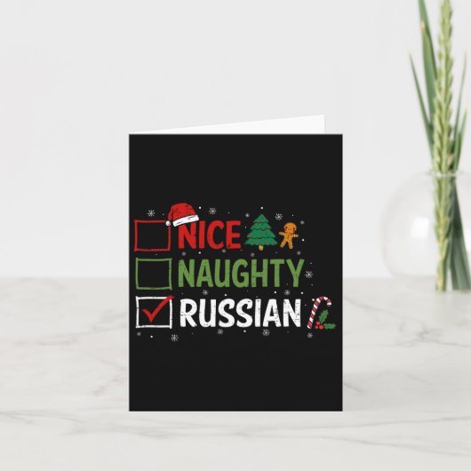 Stoute Leuke Russische Kerstpyjama Kerstman Kaart (Voorkant)