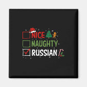Stoute Leuke Russische Kerstpyjama Kerstman Magneet (Voorkant)