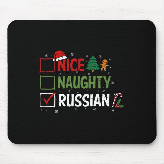 Stoute Leuke Russische Kerstpyjama Kerstman Muismat (Voorkant)