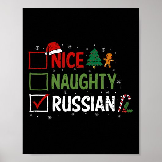 Stoute Leuke Russische Kerstpyjama Kerstman Poster (Voorkant)