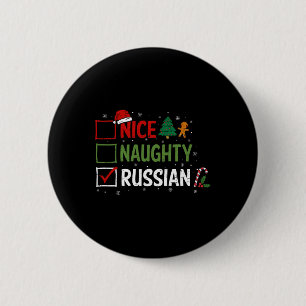 Stoute Leuke Russische Kerstpyjama Kerstman Ronde Button 5,7 Cm
