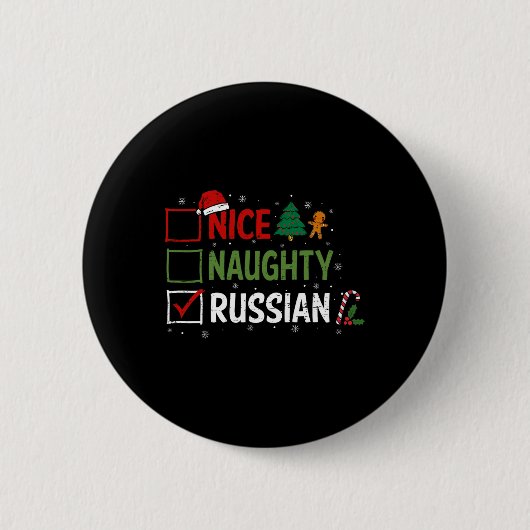 Stoute Leuke Russische Kerstpyjama Kerstman Ronde Button 5,7 Cm (Voorkant)