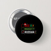 Stoute Leuke Russische Kerstpyjama Kerstman Ronde Button 5,7 Cm (Voorkant /achterkant)
