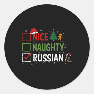 Stoute Leuke Russische Kerstpyjama Kerstman Ronde Sticker