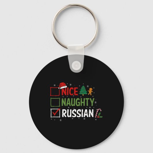 Stoute Leuke Russische Kerstpyjama Kerstman Sleutelhanger (Voorkant)