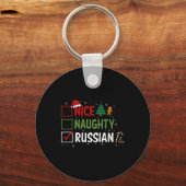 Stoute Leuke Russische Kerstpyjama Kerstman Sleutelhanger (Voorkant)
