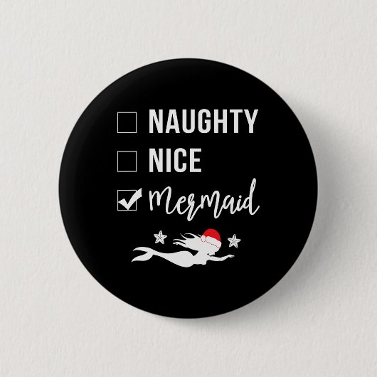 Stoute Leuke Zeemeermin Funny Zeemeermin Kerstmis Ronde Button 5,7 Cm (Voorkant)