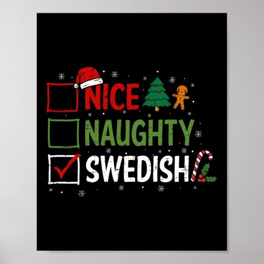 Stoute Leuke Zweedse Kerstpyjama Kerstman Poster (Voorkant)