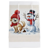 Stoute Lijst Goedgekeurd Grappige Kerstman & Hond Medium Cadeauzakje (Achterkant)