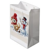 Stoute Lijst Goedgekeurd Grappige Kerstman & Hond Medium Cadeauzakje (Achterkant Gekanteld)