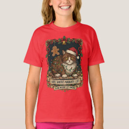 "Stoute lijst" Katte Kerst humor. T-shirt