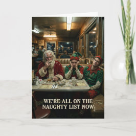 Stoute Lijst Kerstmannen Elfen Diner Donkere Humor Kaart