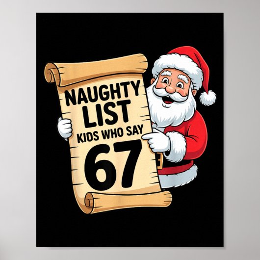 Stoute Lijst Kinderen Die 67 Grappige Meme Kerstmi Poster (Voorkant)
