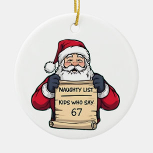 Stoute Lijst Kinderen Die 6 7 Zes Zeven Kerstmis Z Keramisch Ornament