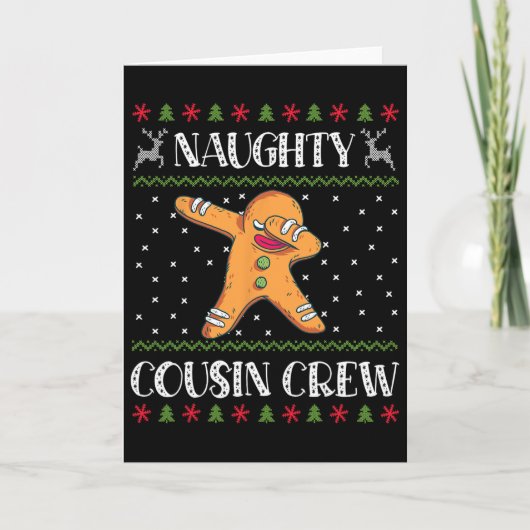 Stoute Neef Crew Matching Kerstmis Dabbing Koek Kaart (Voorkant)