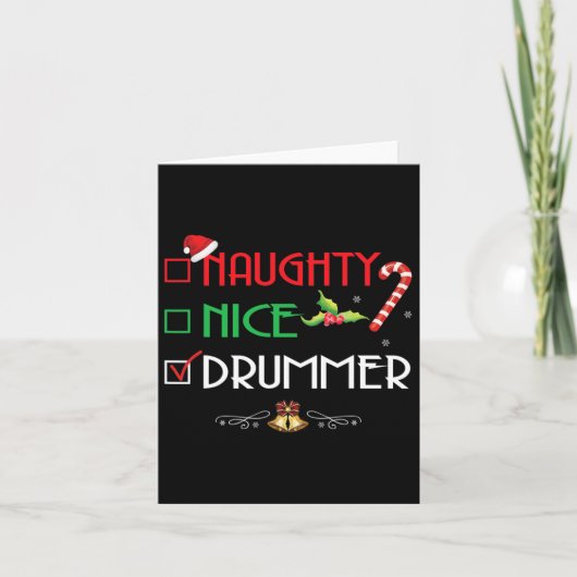 Stoute Nette Drummer Groep Bijpassend Kerstcadeau Kaart (Voorkant)
