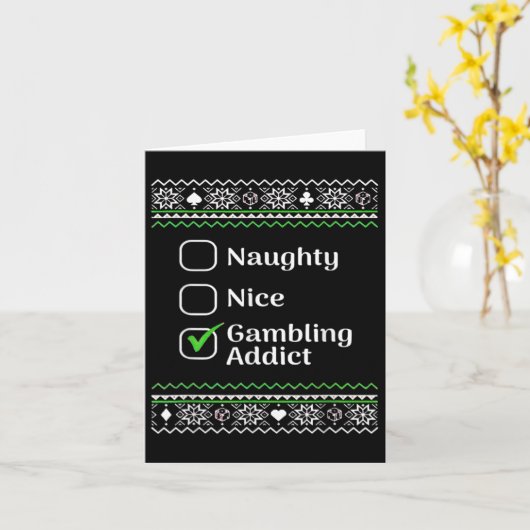 Stoute Nette Gokverslaafde Kerst Kaart (Gele Bloem)