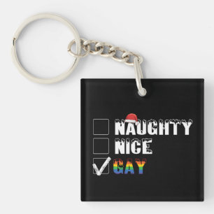 Stoute Nette Hommige Regenboog Pride LGBT Kerstcad Sleutelhanger
