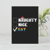 Stoute Nette Homo Regenboog Pride LGBT Kerstcadeau Kaart (Staand voorkant)