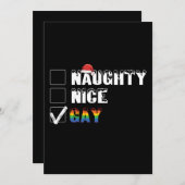 Stoute Nette Homo Regenboog Pride LGBT Kerstcadeau Kaart (Voorkant / Achterkant)