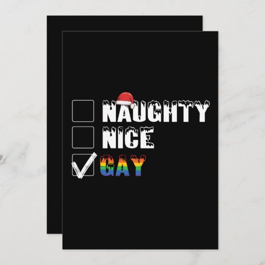 Stoute Nette Homo Regenboog Pride LGBT Kerstcadeau Kaart (Voorkant / Achterkant)