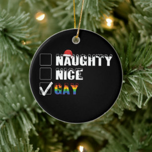 Stoute Nette Homoregenboog Pride LGBT Kerstcadeau Keramisch Ornament