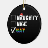 Stoute Nette Homoregenboog Pride LGBT Kerstcadeau Keramisch Ornament (Links)