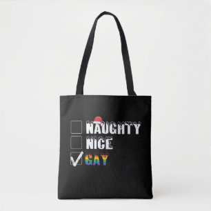 Stoute Nette Homoregenboog Pride LGBT Kerstcadeau Tote Bag